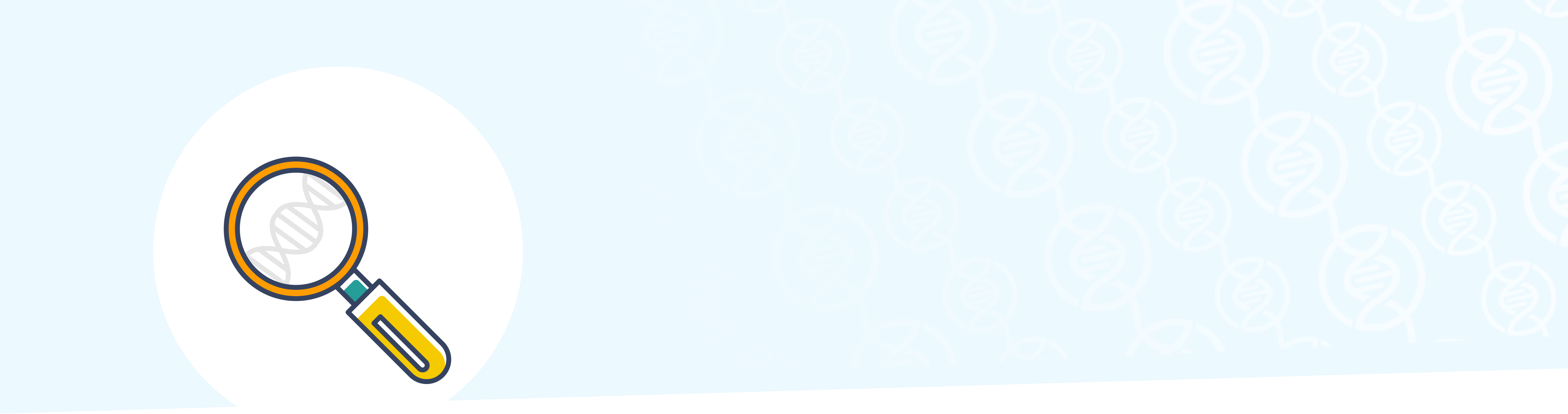 Icon of magnifying glass looking at DNA