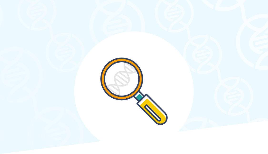 Icon of magnifying glass looking at DNA