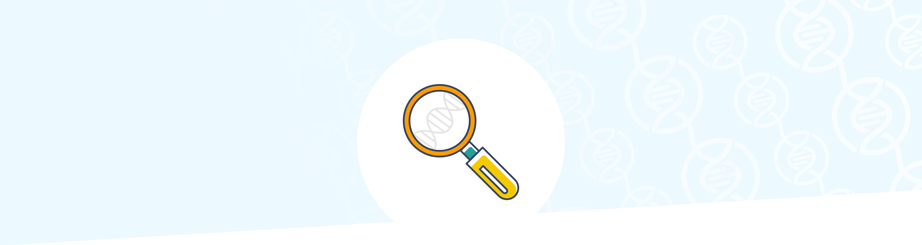 Icon of magnifying glass looking at DNA